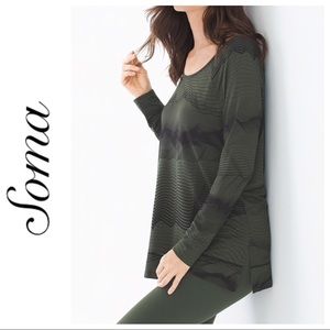 SOMA SCOOP BACK FRENCH TERRY LONG SLEEVE TOP MEDIUM NWT